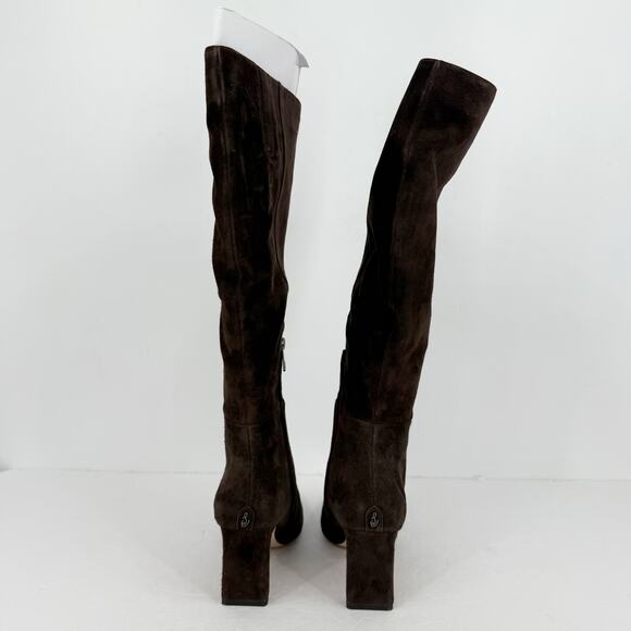 SAM EDELMAN Womens Sylvia Knee High Boots US 7.5 WIDE CALF Brown Suede NIB - Picture 9 of 13